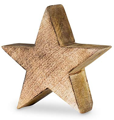 levandeo Stella in legno di mango, 10 cm, colore marrone naturale, decorazione da tavolo, pezzo unico