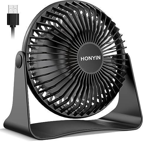 HONYIN Ventilador USB, Mini Ventilador USB Silencios con Ajustable 360 Grados de Rotación Personal Portátil Ventilador de Mesa para Hogar Oficina, Alimentado por USB