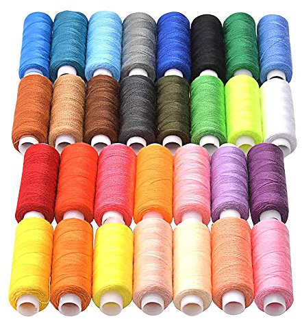 Nähgarn-Set, Allzweck-Polyestergarn-Set, je 220 m, für Hand- oder Maschinennähen, mehrfarbig, 30 Stück