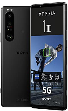 Sony Xperia 1 III 5G Smartphone (16.5 cm, 4K HDR OLED Display, Triple Camera System, Android 11 SIM Free, 12 GB RAM, 256 GB Memory) Black