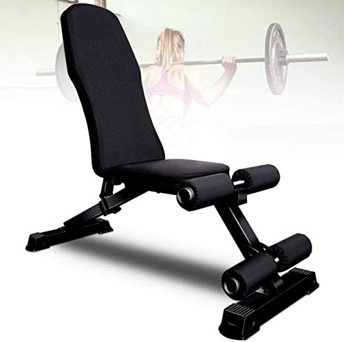 Einstellbare olympische Hantelbank Flache Neigungs-Ablehnungs-Mehrzweck-Übungsbank, 8-Positionen-Neigung und Neigung für Heimtraining im Fitnessstudio, Max. 300 kg