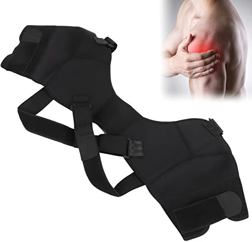 ZJchao Elastic shoulder bandage Shoulder belt, double shoulder support belt nylon For pain relief Shoulder compress protection Wrap Brace for posture correction Shoulder belt Back stabilizer(M)