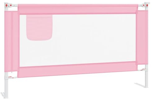 vidaXL Barandilla de Seguridad Cama de Niño Protección Cuna Bebé Guardería Dormitorio Habitación Protector Riel Barrera Rosa Tela 140x25 cm