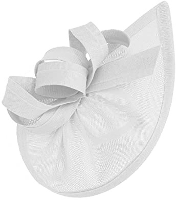 Caprilite vegan måne ring fascinator hatt på pannband bröllop ascot raser skräddarsydd Sinamay skiva, Vitt, en storlek