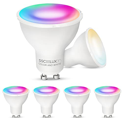 SSC-LUXon Smart GU10 LED 6 Stück RGBW WLAN Alexa dimmbar RGB & Weißtöne | Sechs smarte GU10 Lampen mit RGB & Weißtönen - per App & Sprache steuerbar, WLAN 2,4GHz ohne Hub, für Spots & Einbauleuchten