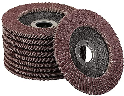 Goodway Fächerscheiben Set 10 Stück | Ø 115 mm x 22,23 mm | Korn 80 | Braun | Hochwertige Schleifmopteller für Edelstahl, Metall und Holz