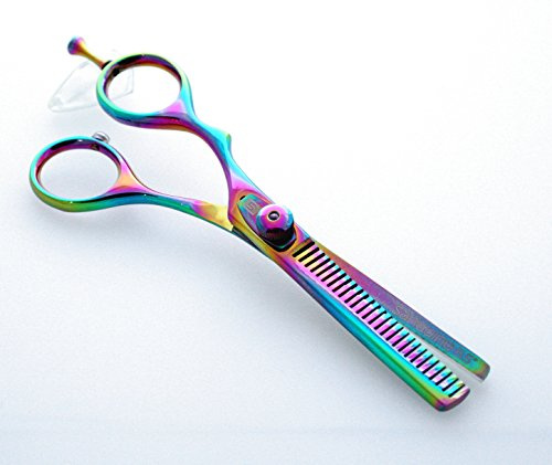 Effilierschere für Linkshänder, Professionelle Effilierschere, Friseurschere für Linkshänder - Offset + Präsentationskoffer