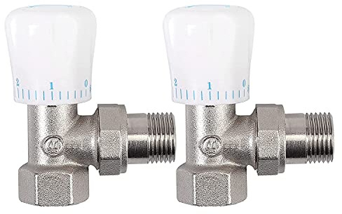 Válvula termostática para radiador, 2 unidades, 15 mm x 1/2 pulgada, ángulo termostático, TRV, válvula de radiador termostática para oficina