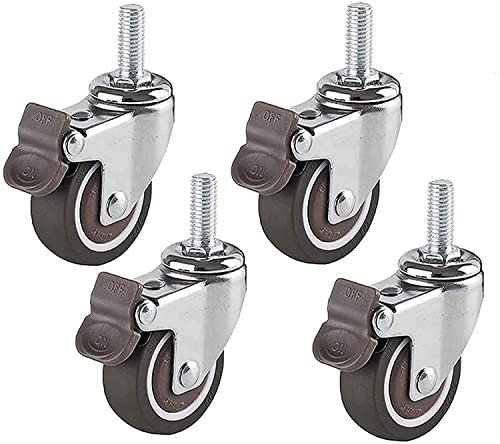 Lenkrollen, bewegliche Lenkrolle, Schwenkschaft, Lenkrollen mit Bremsen, Gummirolle, 360 ° drehbare Möbelrolle, Set mit 4 Industrierollen, Kugellager (4 Bremsen, M8), Möbelrolle (4 Bremsen, M10)