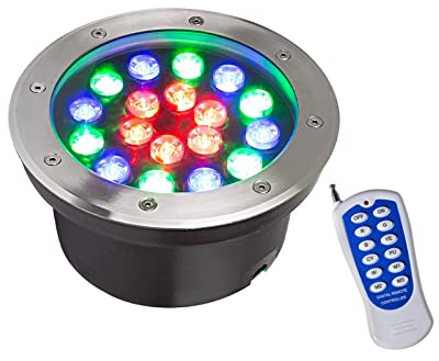 WZYJLyds Einbau LED Unterwasserscheinwerfer IP68 Wasserdicht Runde Teichbeleuchtung 24V Niederspannung Edelstahl 304 für Wasserspiele, Brunnenbecken, Teiche, Plätze, Gärten(RGB + Fernbedienung,3W)