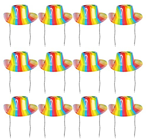 Regenbogen-Zylinder – 12 Stück – Zylinder aus Kunststoff mit Regenbogen-Aufdruck – Stolz-Monat, Stolz-Veranstaltungen, Stolzmarsch, Kostüm-Zubehör