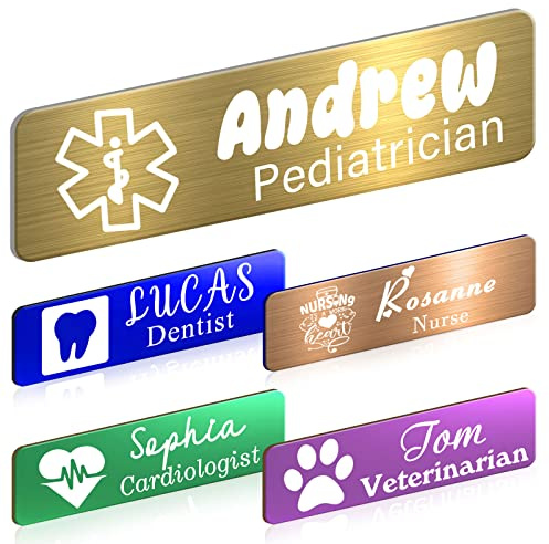 Benutzerdefinierte Namensschild mit Logo Bild Personalisierte Gravierte Namensschild mit Magnet oder Pin Kundenspezifische ID Namensschilder für Mitarbeiter Ärzte Krankenschwester Lehrer