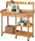 Abician Table de Rempotage en Bois Table de Jardinage avec Évier Amovible Tiroir Crochets Étagères de Rangement Support pour Petits Pots Banc de Rempotage pour Jardinier Bois