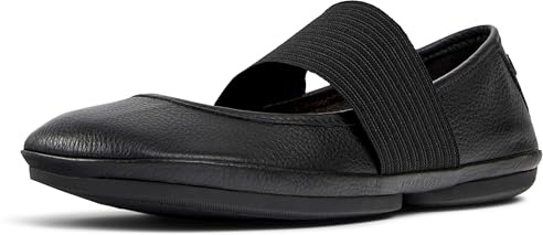 Camper Right Leather Ballerina Flats for Women - Ultra-Comfortable Women’s Shoes with Soft EVA Footbeds and Flexible Rubber Outsoles, Black 242-40 EU / 9 US