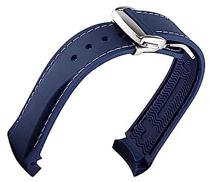 dayeer 20 mm 22 mm Luxus-Uhrenarmband aus Gummi mit gebogenem Ende und Faltschließe für Omega Seamaster-Armbänder aus Silikon (Color : 10, Size : 19mm)