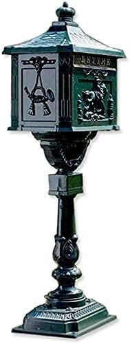 REMYS Suggestion Box Letter Box Complaint Box Heavy Duty Floor Standing Mailbox, Outdoor Rust Weather Proof Decorative Post Mailbox with 2 Keys, Cast Aluminum Vertical Pedestal