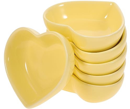 LIFKOME 6St Liebes-Herz-Dip-Sauce-Schüssel Frühstücksschalen aus Keramik Saucenteller in Herzform Gewürzteller aus Keramik Saucen-Dip-Geschirr Lebensmittel Süße Soße Beilage Gericht Gurken