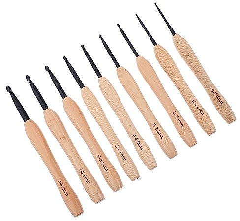STOBOK 9St Holzgriff häkeln Stricknadeln Häkelzubehör Bodenteppiche Webhaken Häkelnadel werkzeug Handschuhe DIY-Nadeln Strickzubehör für Pullover Handbuch Garn Aluminium