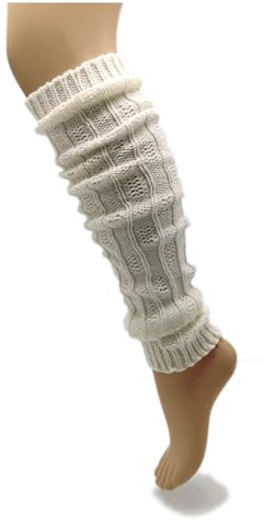 PASINI FASHION Confezione 2 Paia: Scaldamuscoli morbidi in misto lana da Donna e Ragazza - Stile e Comfort invernale per danza joga e pattinaggio! Taglia Unica (Bianco)