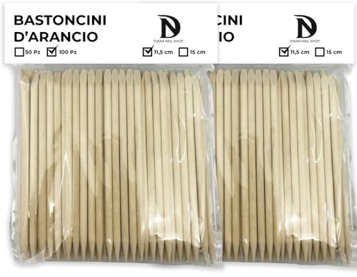 Bastoncini d'arancio,200pz 11,5cm, Bastoncini di arancio,200 Pezzi Bastoncini di Legno Arancio per Unghie, in legno, Remover; Spingicuticole, Pulisce tutta la zona della cuticola, Unghie, Cuticola