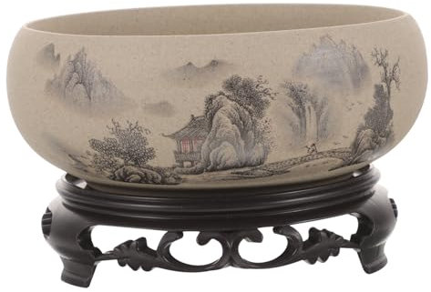 Gogogmee Keramik Pflanztopf Für Bonsai Mit Kunststoffsockel Hydrokultur-pflanzgefäß Kleiner Innenbereich Topf Vase Für Bonsai Chinoiserie-Design
