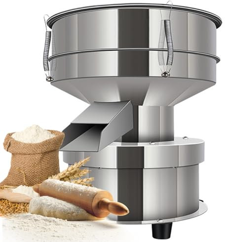HENGCMM Automatische Pulver Siebmaschine 60 Mesh Automatische Sieb Schüttelmaschine Vibrationsmaschine Sieb Schüttelmaschine aus Edelstahl mit 1 Sieb Sieb Schüttlermaschine für Mehlpulver,15cm-110V