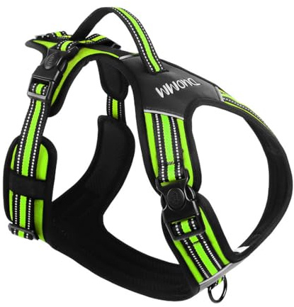 Hundegeschirr für große Hunde mit Griff, Luhuanx Kein Zug Einstellbare reflektierende Militär Hundeweste Geschirr für Labrador Retriever, Husky, Deutscher Schäferhund (Green, Large)