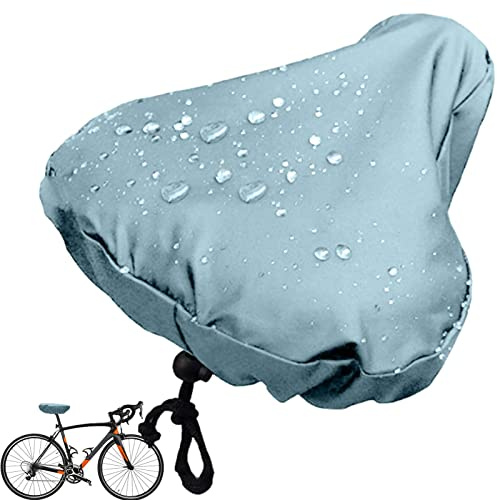Eoixuqba Fahrradsitzbezug - 27 * 24 cm Fahrrad-sattelbezug Regen,Fahrradsattel Regenschutz Mit Kordelzug,Fahrradsitzbezug Vor Regen Wasserdicht,Fahrradsattel Überzug Aus PVC-Schicht Und Stoff,Blue