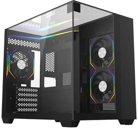 CiT Destroyer Gaming PC Case ATX Mid Tower, PC Case with 6 ARGB Fans, Black | High airflow mid tower computer case with 6 pre-fitted 120mm ARGB fans, 4mm tempered glass panels and a vented PSU shroud
