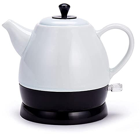 Bollitore Elettrico in Ceramica da Cucina 1350W Bollitore Elettrico per teiera a Riscaldamento rapido con Luce a LED Base Girevole Staccabile Spegnimento Automatico Protezione antisecca