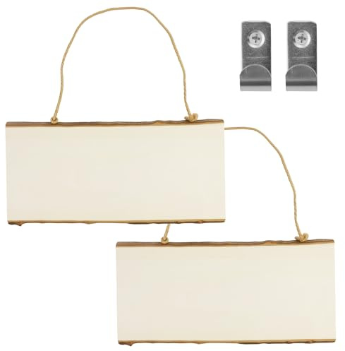 2 placas colgantes de madera, letrero de madera, tabla de madera bricolaje, cartel de madera vacío, rectangular con cuerda de cáñamo, 2 ganchos en forma de U y tornillos, para habitación, puerta