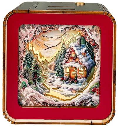 Rrlihjgu Puzzle in legno senza fili, luce notturna 3D, puzzle in legno, luce a LED, lampada artistica portatile, luce notturna 3D in legno, giocattolo puzzle, lampada artistica, decorazione natalizia