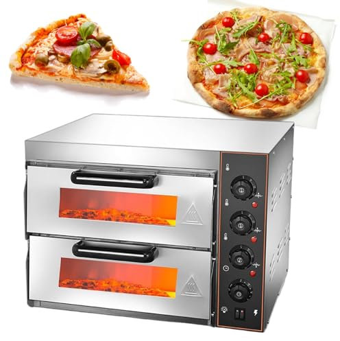 Four à Pizza éLectrique En Acier Inoxydable Avec PoignéE, Machine à Pizza D'IntéRieur Polyvalente Pour Restaurant, Pizza Maison, Bretzels Cuits Au Four,220V