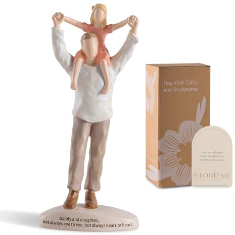 Storieme Dad Birthday Gifts from Daughter: Father's Day Figurine Gift for Dads - Hand-Painted Daddy Daughter Statue Decor