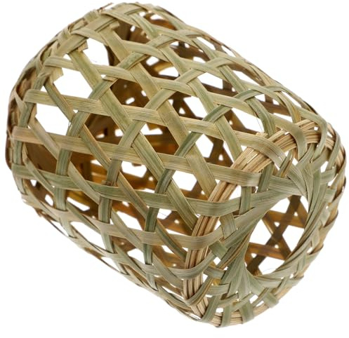 jojofuny Pantalla De LáMpara Colgante De Bambú Tejida Estilo RúStico Sombra Para LáMpara De Techo DecoracióN Elegante Para Hogar Cafetería Fiesta 8 x 6.5 x 6.5 cm