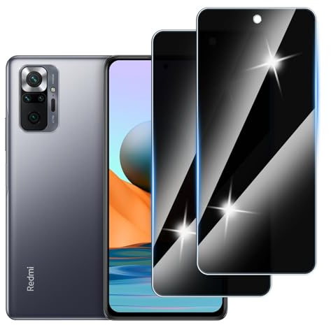 Hirshen 【2 Piezas】 Protector Pantalla Privacidad para Redmi Note 10 Pro,Anti-Espía Vidrio Película,Cristal Vidrio Templado Anti Espía,9H Dureza,Sin Burbujas,Anti-Arañazo,Privacy Screen Protector