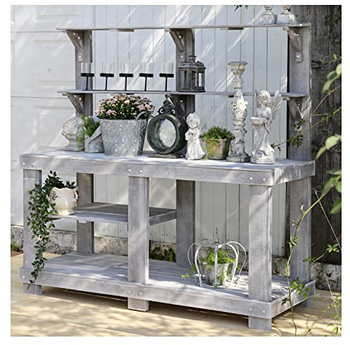Postazione di lavoro per giardinaggio all'aperto con 4 strati per riporre fiori e piante panca in legno per patii, cortili e balconi (colore: A Dimensioni: 150x55x145cm)