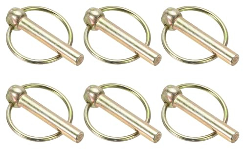PATIKIL 6 Stück Metall Klappsplinte 8mm Durchmesser, 45mm Lange Steckbolzen mit Sicherung O Ringe, Kohlenstoffstahl Sicherungsbolzen Splinte für Anhänger Traktor LKW Rasenmäher, Roségold