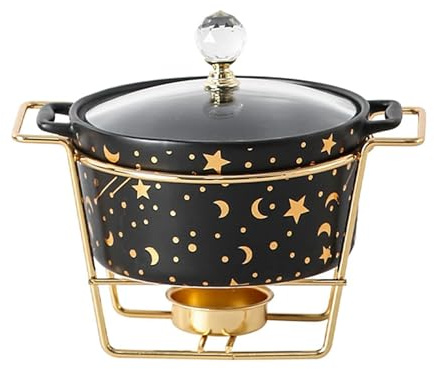 SdaryWare Ceramic Chafing Dish Buffet Set, Light Luxury Nordic Style with Clear Glass Lid for Home and Catering,B-17 * 15 cm