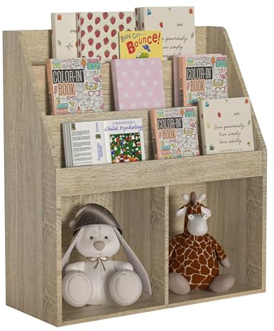 VCM Holzregal | platzsparendes Kinder Regal | Maße: H. 80 x B. 73 x T. 30 cm | Elegantes Regal stehend | Aufbewahrungsbox | Bücherregal | Aufbewahrungsregal - Besira M