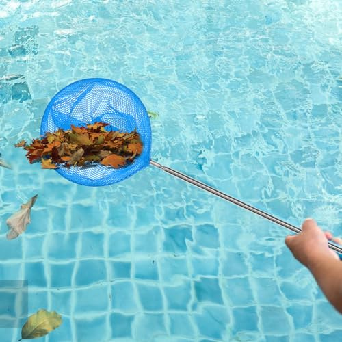 en Acier Inoxydable Epuisette Piscine avec Manche Telescopique, Epuisette Piscine Maille Extra Fine, Kit De Piscine Nettoyage, Filet De Piscine, Filet De Pêche pour, Télescopique Réglable