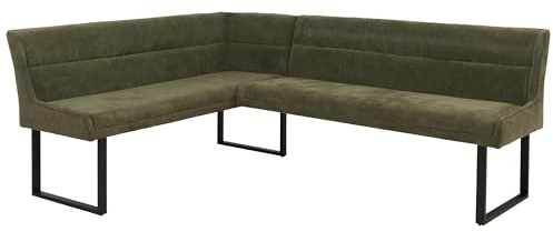 Mendler Eckbank HWC-O81, Chenille Öko-Tex Metall, 159x210cm - grün | Esszimmerbank, Bank, Stoff/Textil (310g/m²)