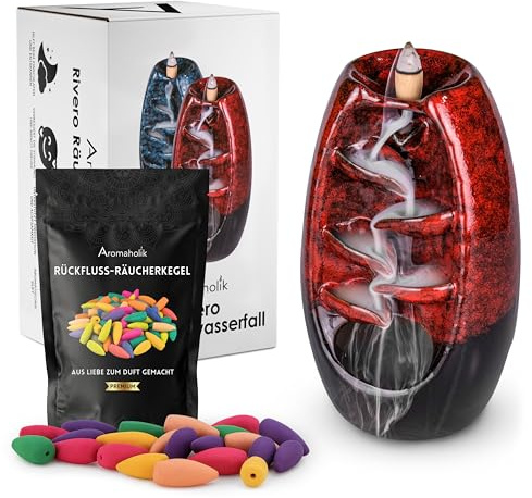 Räuchergefäß, Rückfluss Räucherbrunnen Keramik Räucherkegel Halter – Rauch-Wasserfall Deko, Backflow Burner, Aromatherapie, Meditation, Geschenkidee, für Zuhause & Büro, Incense Holder – Aromaholik