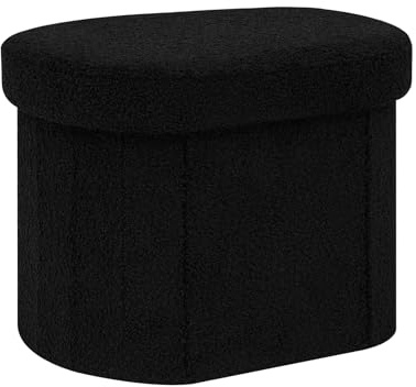 Bonlife Sitzbank mit Stauraum, klappbare Sitztruhe, Aufbewahrungsbox, Fußbank, Liebe, für Schlafzimmer Wohnzimmer Flur, Schwarz, 42X32X32cm