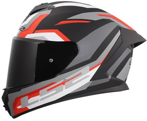LS2, Integraler Motorradhelm RAPID III HYPER Black Red, S