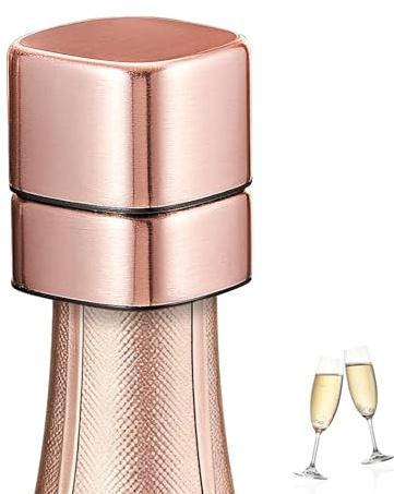ELMWAY VinoLux Champagne Stopper Detachable Silicone Insert Split-Part Design for Hygiene – Glue-Free & Mold-Free – Strong Airtight Seal – Fits Prosecco, Cava & Sparkling Wine (Rose Gold)