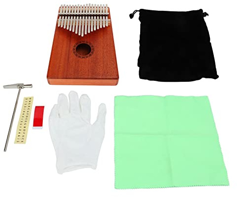 Juego de piano de pulgar de 17 tonos, mini Kalimba de 17 teclas con afinación, instrumento musical de dedo portátil hecho de madera de caoba y teclas de acero inoxidable, ideal