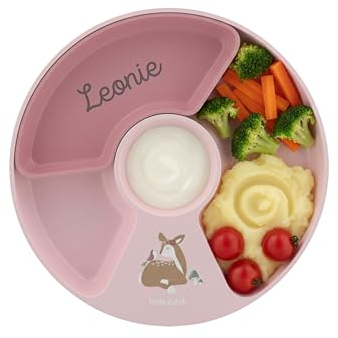 wunderwunsch personalisierte Mepal Kinderteller mit Unterteilung Mio - Hohe Kanten/Ecken. Anti-Rutsch-Boden, mit Fach zur Unterteilung in 2, 3 oder 4 Teile - Mikrowellengeeignet (Rosa Feengarten)