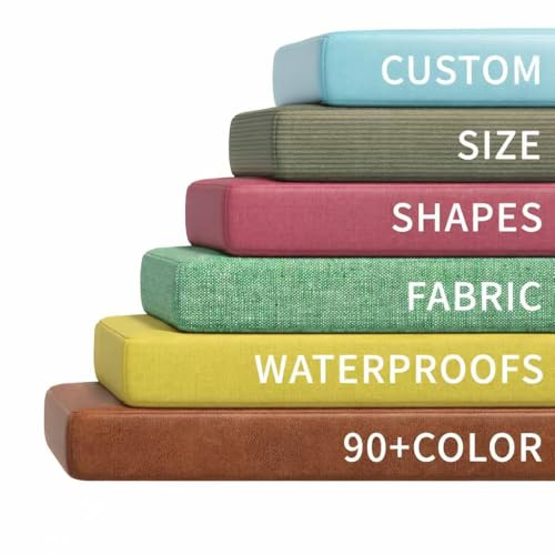 Custom Bench Cushion Indoor Outdoor Bench Seat Cushion | Window Seat & Patio Furniture Cushion | Any Size Custom Made, Waterproof, Removable Cover | Thick Foam Support for Long Bench