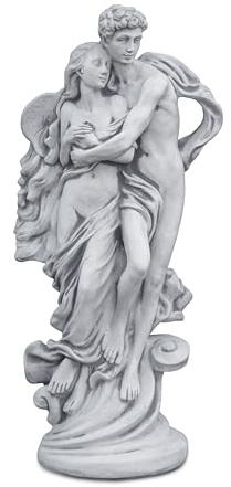 gartendekoparadies.de Romeo und Julia Statue, Grau, Steinguss, Weißbeton, H. 103 cm, 71 kg, Klassisch, Romantische Liebesskulptur für Garten, Frostsicher